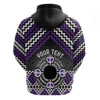 Personalised Aotearoa Niho Taniwha Motif Zip Hoodie Violet Style LT9 - Polynesian Pride
