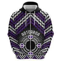 Personalised Aotearoa Niho Taniwha Motif Zip Hoodie Violet Style LT9 - Polynesian Pride