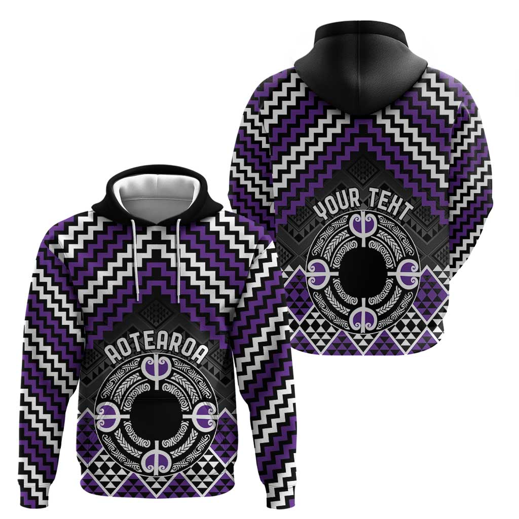 Personalised Aotearoa Niho Taniwha Motif Zip Hoodie Violet Style LT9 - Polynesian Pride