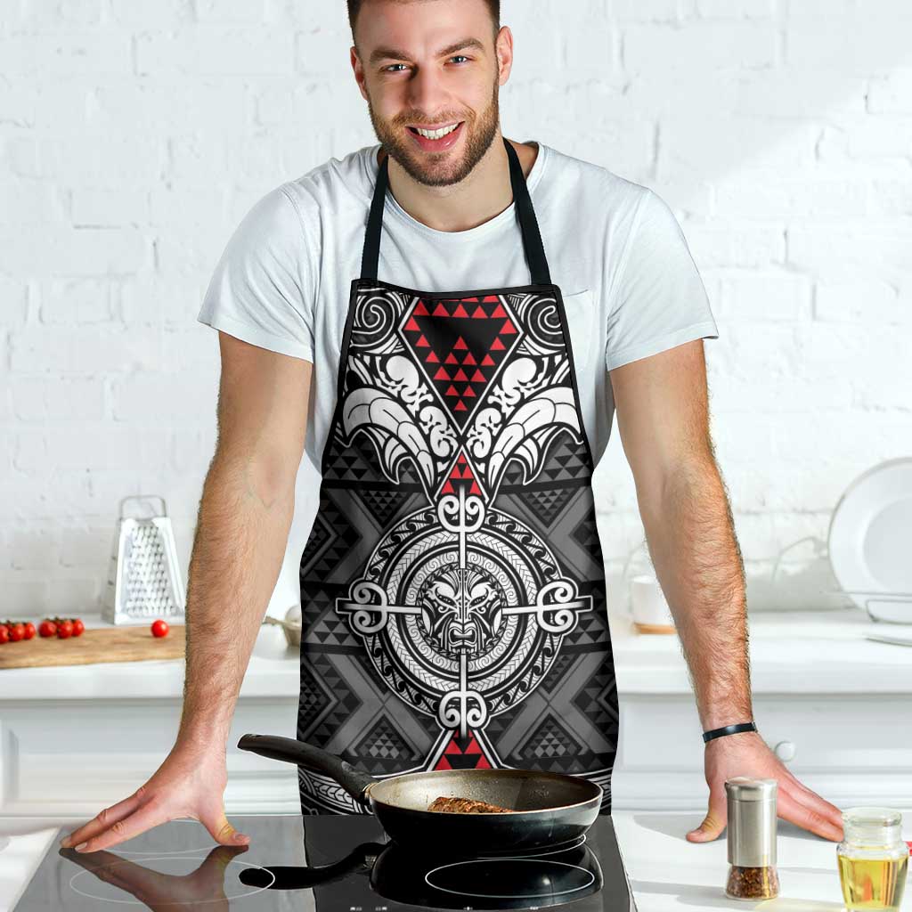 Black Aotearoa Taniko Motif Apron Vintage Maori New Zealand Tribal Art Pattern - Polynesian Pride