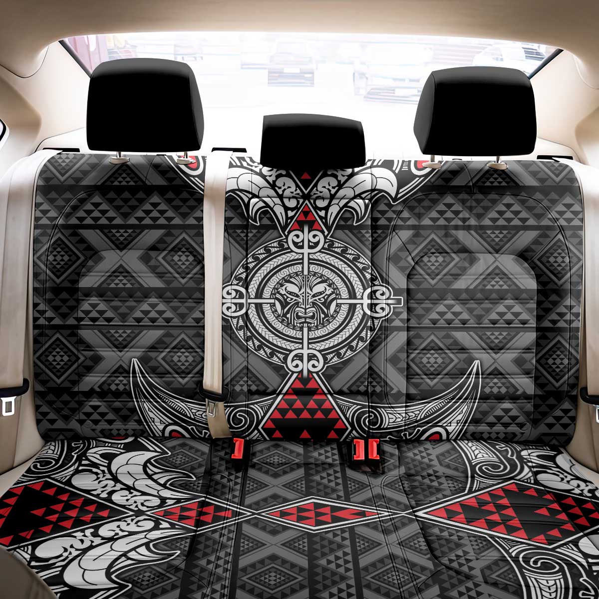 Black Aotearoa Taniko Motif Back Car Seat Cover Vintage Maori New Zealand Tribal Art Pattern