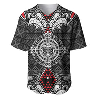 Black Aotearoa Tanilo Motif Baseball Jersey Vintage Maori New Zealand Tribal Art Pattern