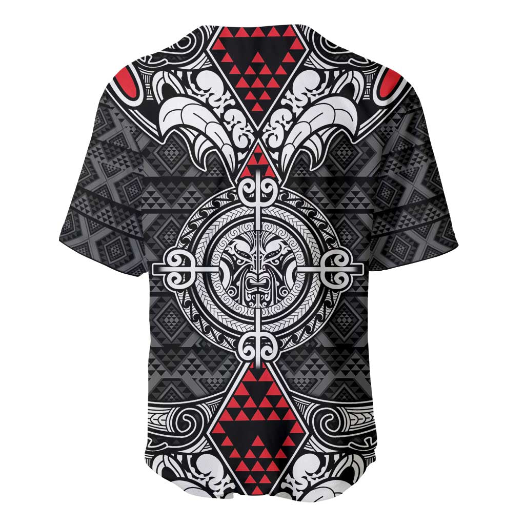 Black Aotearoa Tanilo Motif Baseball Jersey Vintage Maori New Zealand Tribal Art Pattern
