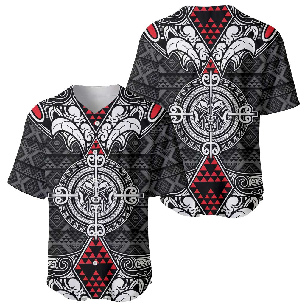 Black Aotearoa Tanilo Motif Baseball Jersey Vintage Maori New Zealand Tribal Art Pattern