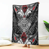 Black Aotearoa Taniko Motif Blanket Vintage Maori New Zealand Tribal Art Pattern