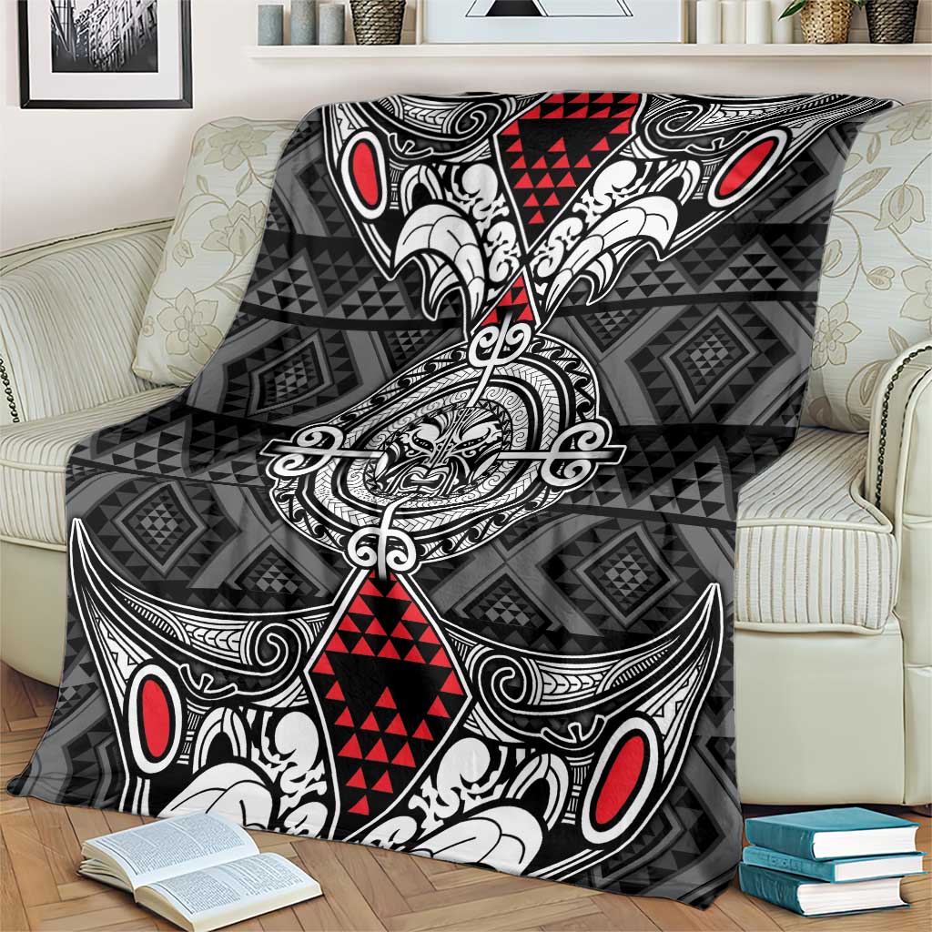Black Aotearoa Taniko Motif Blanket Vintage Maori New Zealand Tribal Art Pattern
