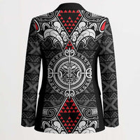 Black Aotearoa Taniko Motif Blazer Vintage Maori New Zealand Tribal Art Pattern - Polynesian Pride