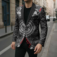 Black Aotearoa Taniko Motif Blazer Vintage Maori New Zealand Tribal Art Pattern - Polynesian Pride