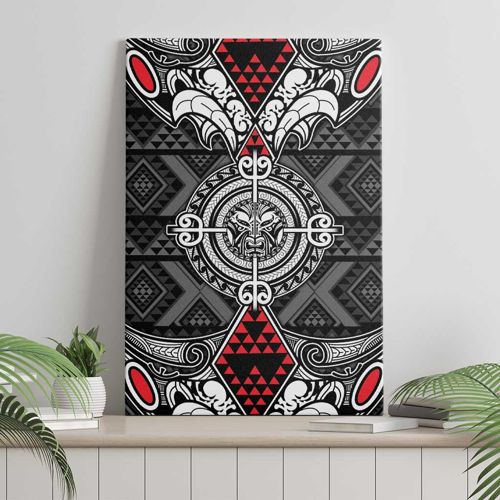 Black Aotearoa Taniko Motif Canvas Wall Art Vintage Maori New Zealand Tribal Art Pattern