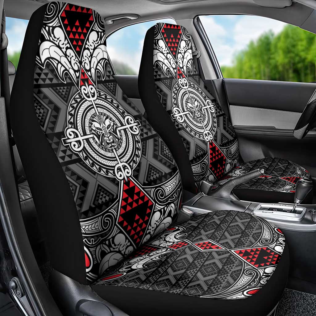 Black Aotearoa Taniko Motif Car Seat Cover Vintage Maori New Zealand Tribal Art Pattern