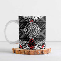 Black Aotearoa Taniko Motif Ceramic Mug Vintage Maori New Zealand Tribal Art Pattern - Polynesian Pride