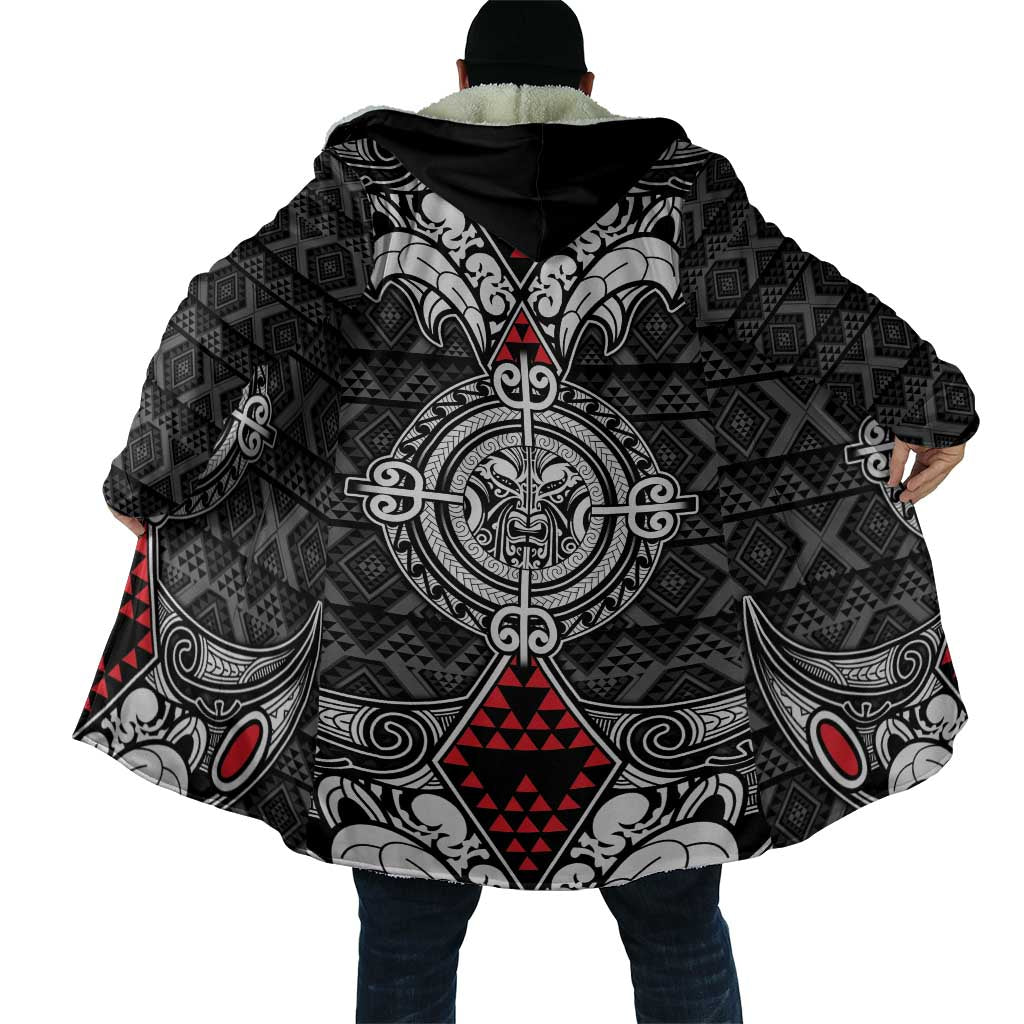 Black Aotearoa Taniko Motif Cloak Vintage Maori New Zealand Tribal Art Pattern - Polynesian Pride