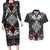 Black Aotearoa Tanilo Motif Couples Matching Long Sleeve Bodycon Dress and Hawaiian Shirt Vintage Maori New Zealand Tribal Art Pattern