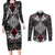 Black Aotearoa Tanilo Motif Couples Matching Long Sleeve Bodycon Dress and Long Sleeve Button Shirt Vintage Maori New Zealand Tribal Art Pattern
