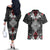 Black Aotearoa Tanilo Motif Couples Matching Off The Shoulder Long Sleeve Dress and Hawaiian Shirt Vintage Maori New Zealand Tribal Art Pattern