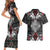 Black Aotearoa Tanilo Motif Couples Matching Short Sleeve Bodycon Dress and Hawaiian Shirt Vintage Maori New Zealand Tribal Art Pattern