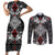 Black Aotearoa Tanilo Motif Couples Matching Short Sleeve Bodycon Dress and Long Sleeve Button Shirt Vintage Maori New Zealand Tribal Art Pattern