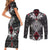 Black Aotearoa Tanilo Motif Couples Matching Short Sleeve Bodycon Dress and Long Sleeve Button Shirt Vintage Maori New Zealand Tribal Art Pattern