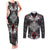Black Aotearoa Tanilo Motif Couples Matching Tank Maxi Dress and Long Sleeve Button Shirt Vintage Maori New Zealand Tribal Art Pattern