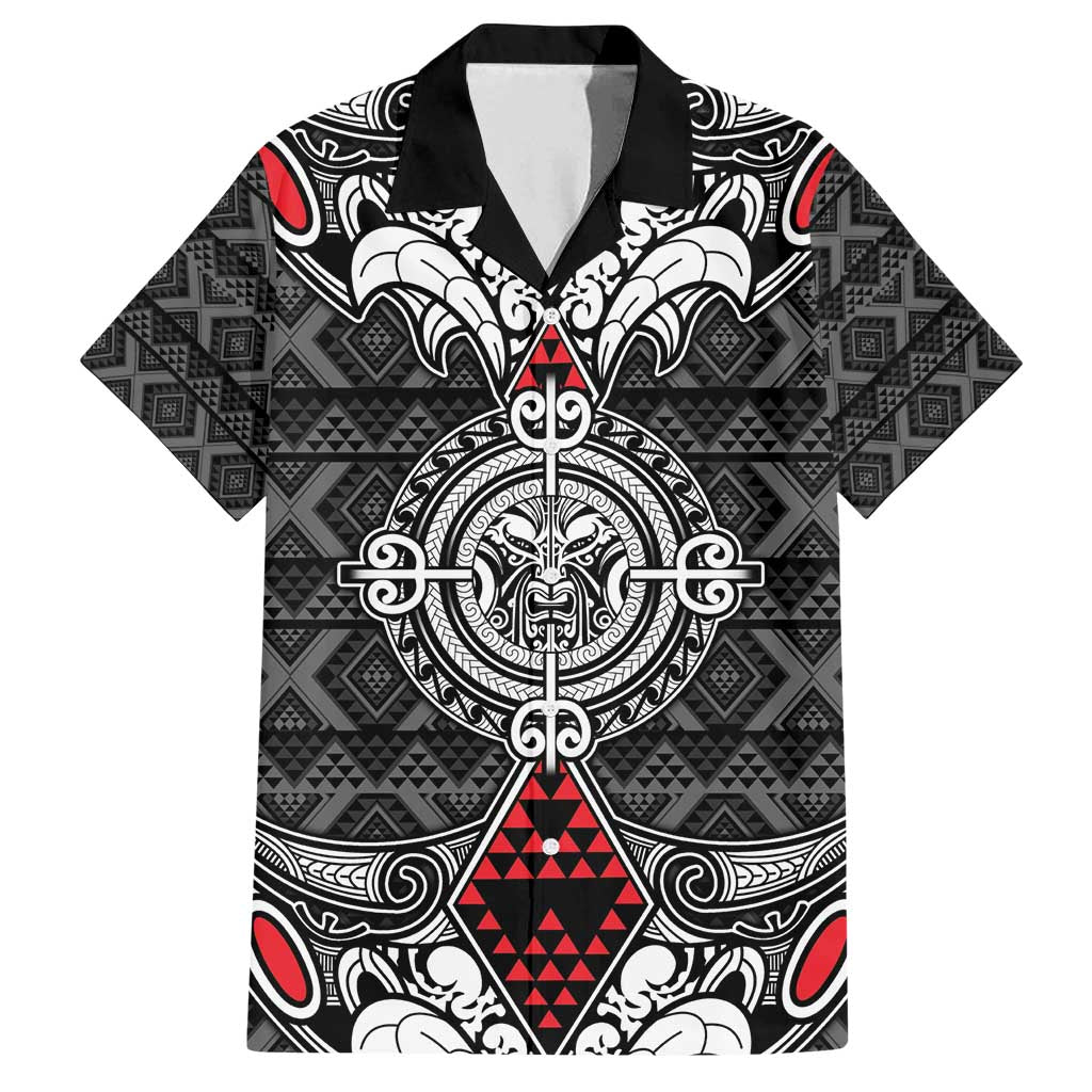 Black Aotearoa Tanilo Motif Family Matching Long Sleeve Bodycon Dress and Hawaiian Shirt Vintage Maori New Zealand Tribal Art Pattern
