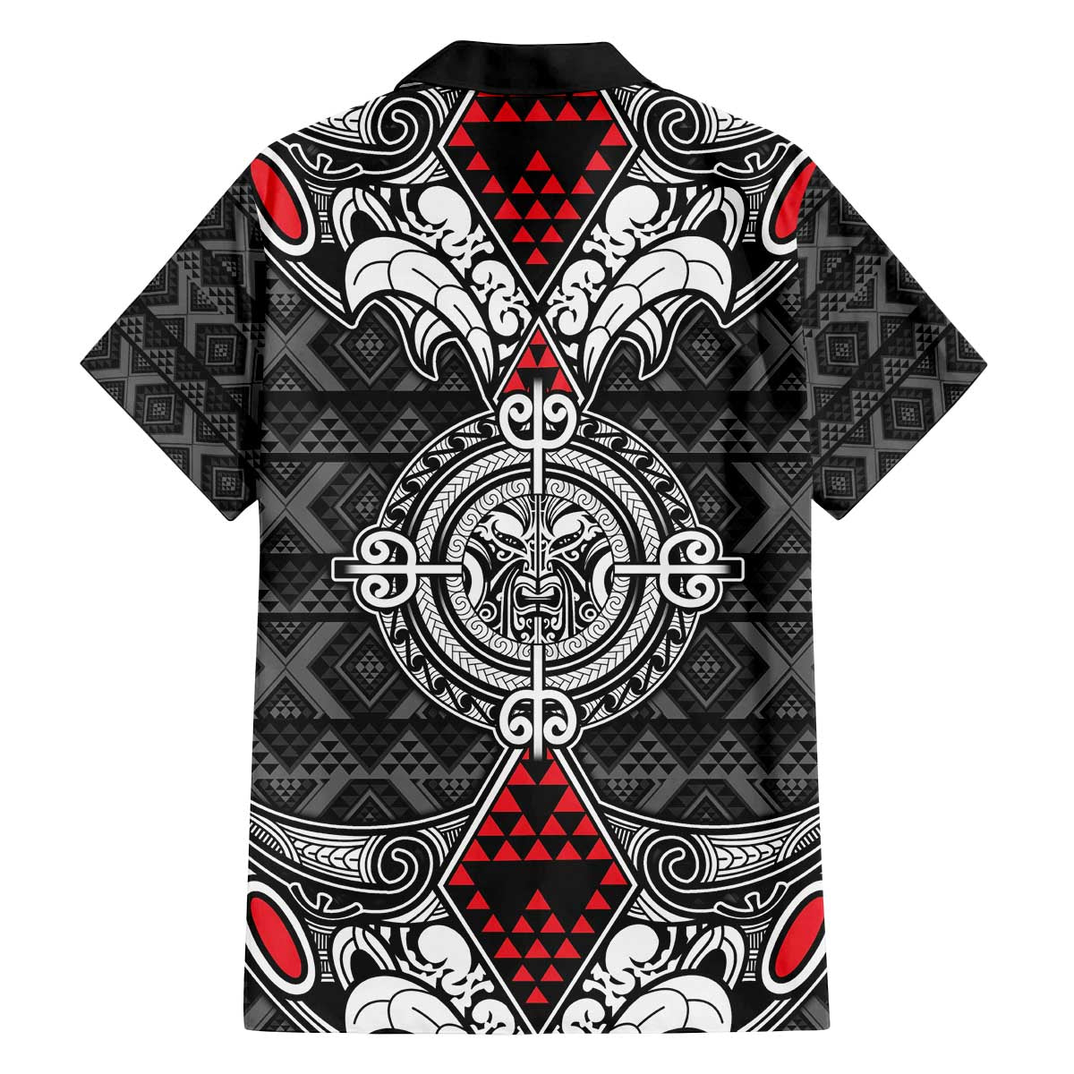 Black Aotearoa Tanilo Motif Family Matching Off The Shoulder Long Sleeve Dress and Hawaiian Shirt Vintage Maori New Zealand Tribal Art Pattern