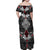 Black Aotearoa Tanilo Motif Family Matching Off Shoulder Maxi Dress and Hawaiian Shirt Vintage Maori New Zealand Tribal Art Pattern