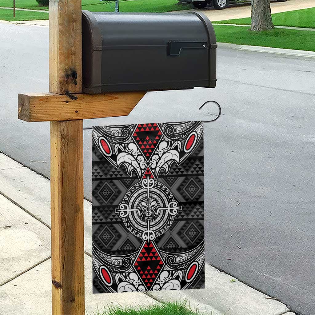 Black Aotearoa Taniko Motif Garden Flag Vintage Maori New Zealand Tribal Art Pattern