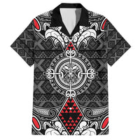 Black Aotearoa Tanilo Motif Hawaiian Shirt Vintage Maori New Zealand Tribal Art Pattern