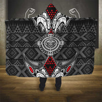 Black Aotearoa Taniko Motif Hooded Blanket Vintage Maori New Zealand Tribal Art Pattern