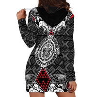 Black Aotearoa Tanilo Motif Hoodie Dress Vintage Maori New Zealand Tribal Art Pattern