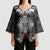 Black Aotearoa Taniko Motif Kimono Sleeve Blouse Vintage Maori New Zealand Tribal Art Pattern - Polynesian Pride