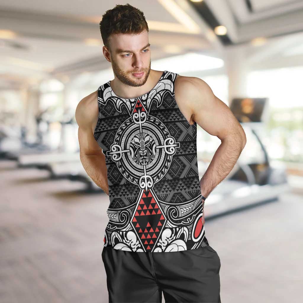 Black Aotearoa Tanilo Motif Men Tank Top Vintage Maori New Zealand Tribal Art Pattern