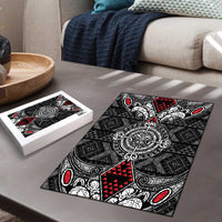 Black Aotearoa Taniko Motif Puzzle Vintage Maori New Zealand Tribal Art Pattern - Polynesian Pride