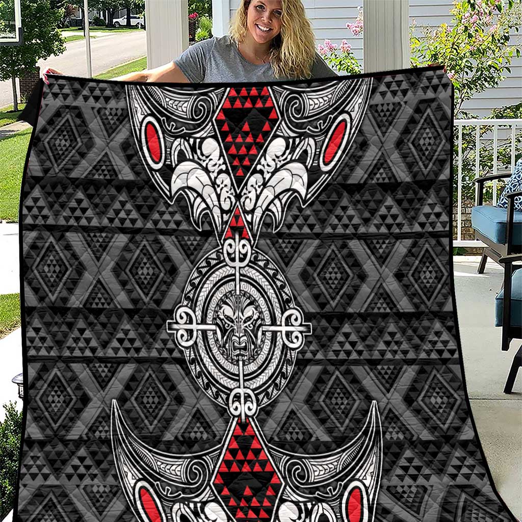 Black Aotearoa Taniko Motif Quilt Vintage Maori New Zealand Tribal Art Pattern