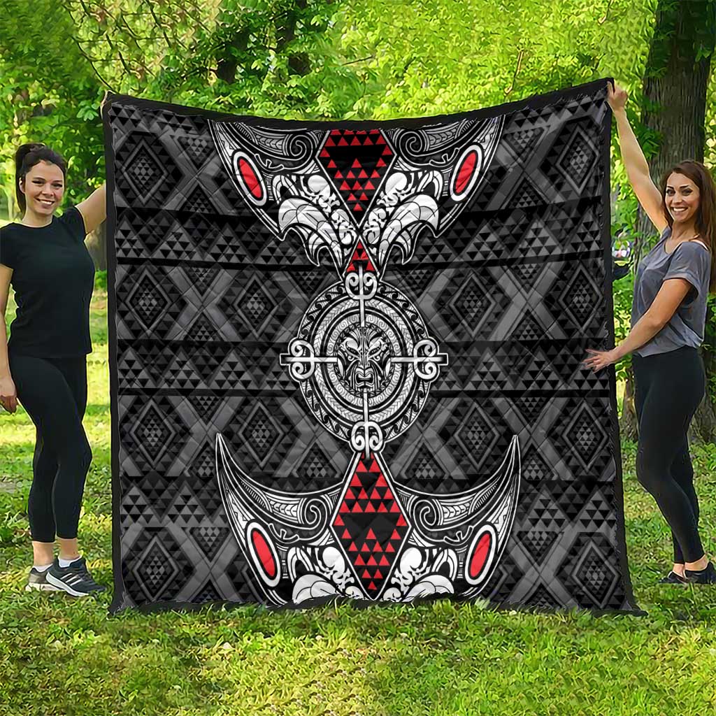 Black Aotearoa Taniko Motif Quilt Vintage Maori New Zealand Tribal Art Pattern