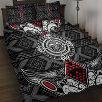 Black Aotearoa Taniko Motif Quilt Bed Set Vintage Maori New Zealand Tribal Art Pattern