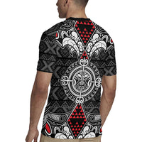 Black Aotearoa Tanilo Motif Rugby Jersey Vintage Maori New Zealand Tribal Art Pattern