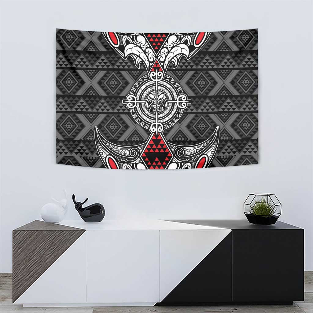 Black Aotearoa Taniko Motif Tapestry Vintage Maori New Zealand Tribal Art Pattern