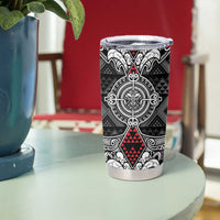 Black Aotearoa Taniko Motif Tumbler Cup Vintage Maori New Zealand Tribal Art Pattern