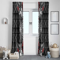 Black Aotearoa Taniko Motif Window Curtain Vintage Maori New Zealand Tribal Art Pattern