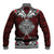 Red Aotearoa Tanilo Motif Baseball Jacket Vintage Maori New Zealand Tribal Art Pattern