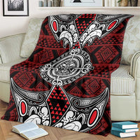 Red Aotearoa Taniko Motif Blanket Vintage Maori New Zealand Tribal Art Pattern