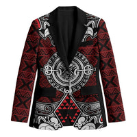 Red Aotearoa Taniko Motif Blazer Vintage Maori New Zealand Tribal Art Pattern - Polynesian Pride