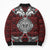 Red Aotearoa Taniko Motif Bomber Puffer Jacket Vintage Maori New Zealand Tribal Art Pattern - Polynesian Pride