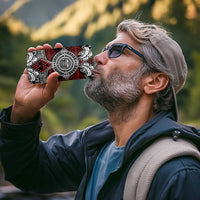 Red Aotearoa Taniko Motif 4 in 1 Can Cooler Tumbler Vintage Maori New Zealand Tribal Art Pattern