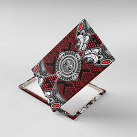 Red Aotearoa Taniko Motif Canvas Wall Art Vintage Maori New Zealand Tribal Art Pattern