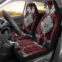 Red Aotearoa Taniko Motif Car Seat Cover Vintage Maori New Zealand Tribal Art Pattern