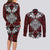 Red Aotearoa Tanilo Motif Couples Matching Long Sleeve Bodycon Dress and Long Sleeve Button Shirt Vintage Maori New Zealand Tribal Art Pattern