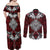 Red Aotearoa Tanilo Motif Couples Matching Off Shoulder Maxi Dress and Long Sleeve Button Shirt Vintage Maori New Zealand Tribal Art Pattern