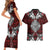 Red Aotearoa Tanilo Motif Couples Matching Short Sleeve Bodycon Dress and Hawaiian Shirt Vintage Maori New Zealand Tribal Art Pattern